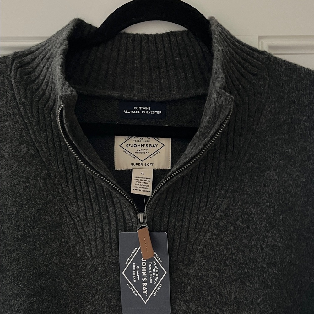 St. John's Bay Men's Charcoal Zip-Up Sweater